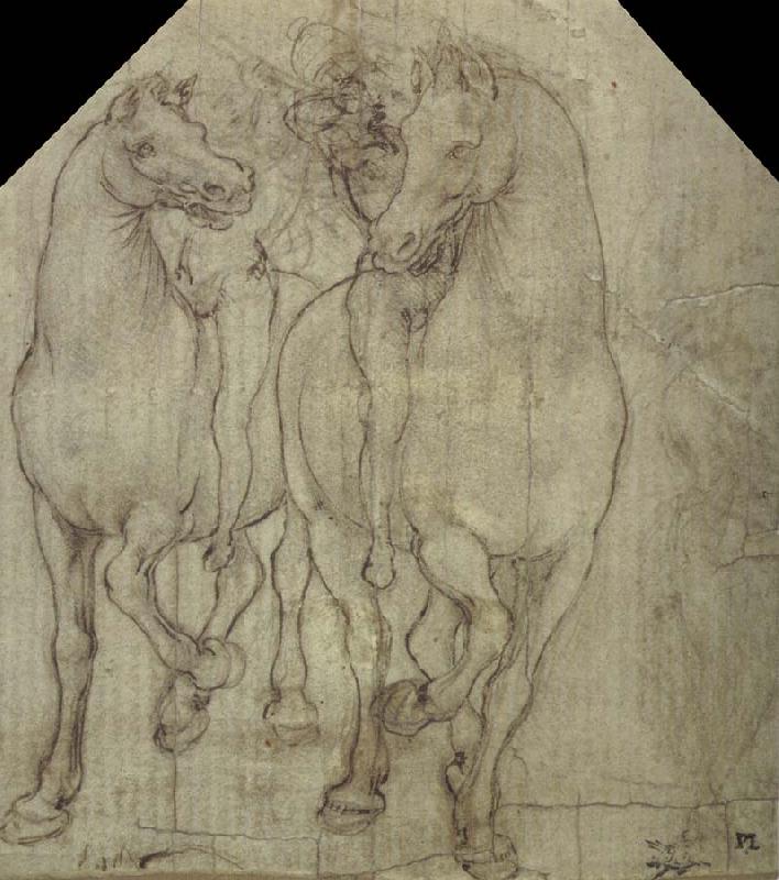 Leonardo  Da Vinci Horses with horsemen oil painting image